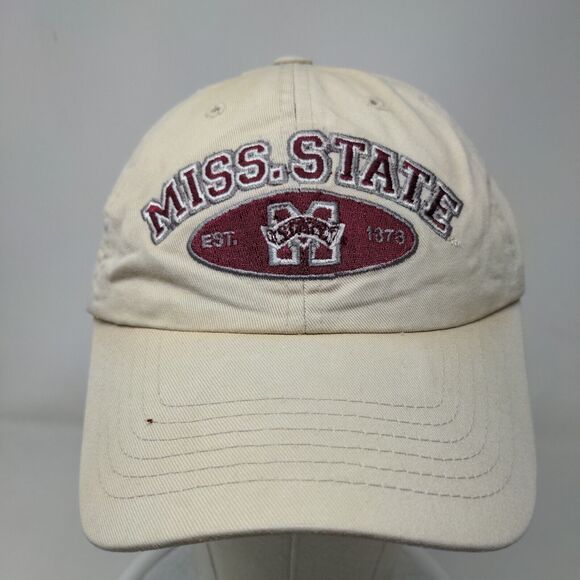 T.E.I Men's Strapback Hat Tan OSFA Embroidered Mississippi State Logo - Picture 2 of 7